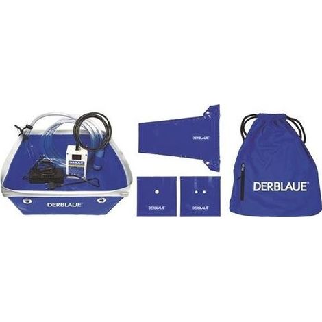 Der Blaue Komplett-Set inkl. Profi-Wanne, Pumpe, Netzteil, Akku, Rutsche, Rosetten, Schlauch