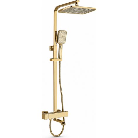 Ensemble de Douche Thermostatique pour Baignoire Doré 3 Jets (1/5)