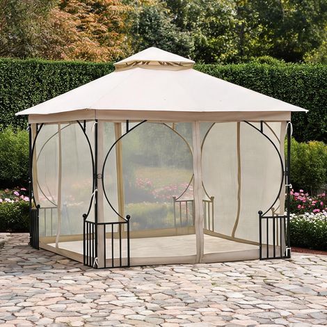 Tonnelle de jardin beige Schwarz 295 x 295 x 275 cm (1/5)