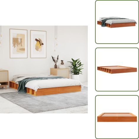 - vidaXL Letto senza Materasso Marrone Cera 120x190 cm in Legno di Pino -