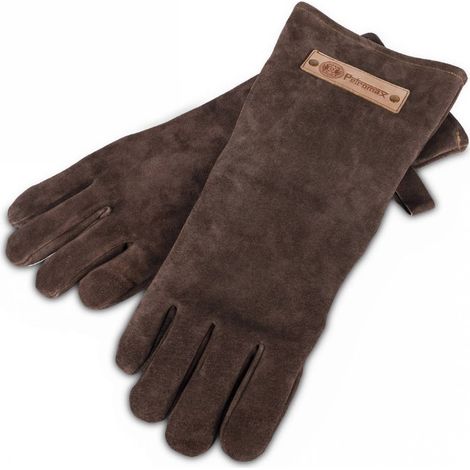 Petromax Grillhandschuhe XL aus dunkelbraunem Rauleder und komfortablem Vlies (1/5)