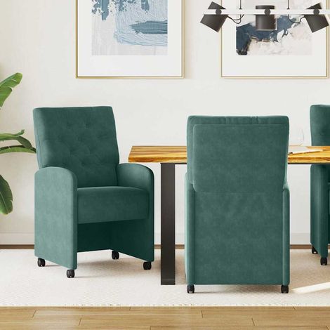 Esszimmerstühle mit Rollen 2 pcs Dunkelgrün 58 x 67 x 97 cm