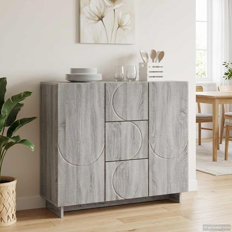 Aparador Sonoma gris 85,5 x 31 x 75 cm Madera de ingeniería (1/4)