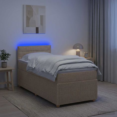 vidaXL Cama box spring con colchón Crema 100 x 200 cm Tela (1/5)