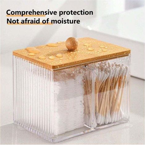 Boîte de rangement pour cotons-tiges, boîte de rangement transparente pour démaquillant en coton, boîte de rangement pour cotons-tiges pour salle de bain, rangement et organisation de la pièce, 1 paqu (1/4)