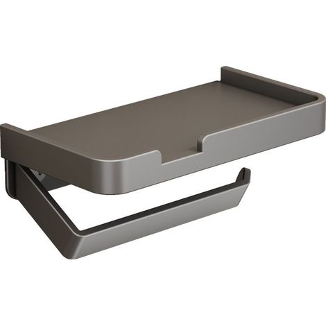 Porte Papier Toilette,PortePapier Toilette sans Perçage avec Étagère,Porte Rouleau Papier Toilette Adhésif,Rouleau avec Etagère Bambou Distributeur Papier WC Support Mural pour Salle De Bain (1/5)