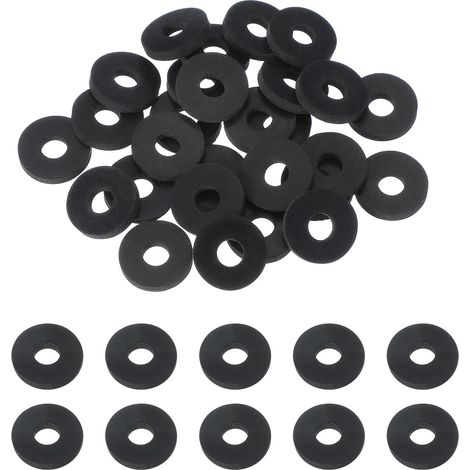 20 Pcs M6.4 Rondelles Plates En Caoutchouc 6.4mm ID 19mm OD 3mm Épais Lisses Grommets Joint En Plastique Fixation D'étanchéité Entretoise Anneau De Joint Pour Tuyau D'eau, Noir (1/5)