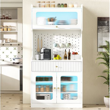 Armario cocina alto con cajón y LED MDF 80x40x180 cm OKMYHOME (1/5)