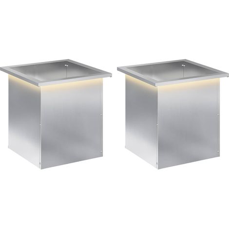 vidaXL Jardinera para jardín con luces LED 2 uds. Plateado (1/5)