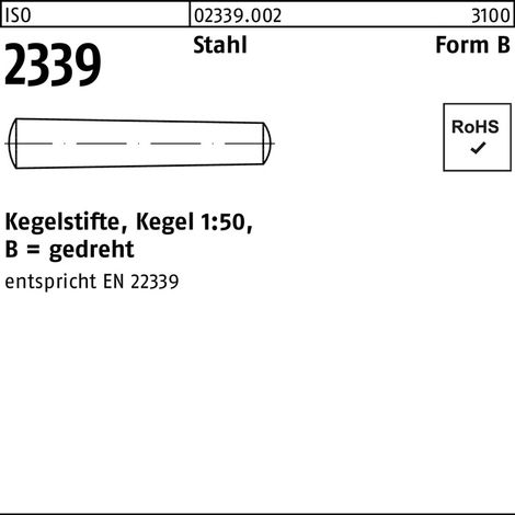 Goupille conique ISO 2339 tournée B 2x 24 Acier Cône 1:50 100 pièces
