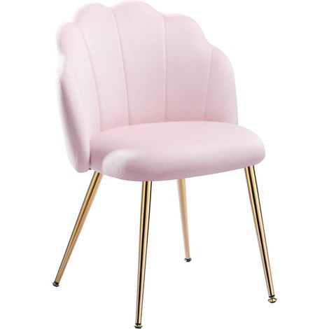 Pink Dressing Table Chair with Gold Legs - Girls Living Room Chair for Bedroom, Easy to Assemble (1/5)