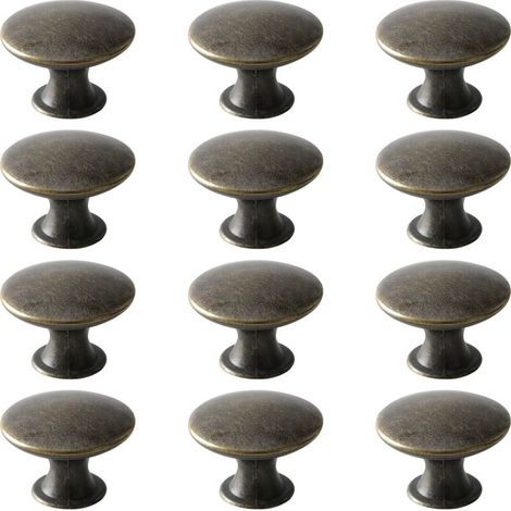 Lot de 12 boutons de commode rétro, poignées de meubles, bords arrondis, en fer et laiton antique, pour porte-manteau, meubles de cuisine vintage, armoire, tiroir, bronze huilé vert