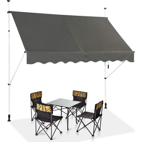 COSTWAY Tenda da Sole per Esterno, Tenda da Sole a Bracci Estensibili con Struttura Telescopica e Tessuto Resistene ai Raggi Solari, Regolabile in Altezza e in Angolazione (250 x 120 cm Grigio)