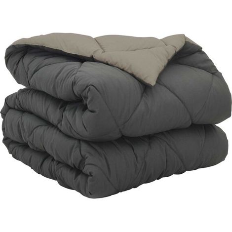 Couette en duvet intégral, adaptée à toutes les saisons, disponible en gris clair et gris anthracite, en microfibre. (1/5)