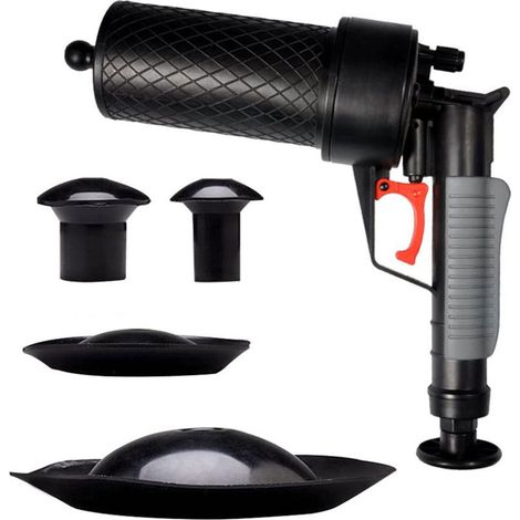 Déboucheur pneumatique haute pression pour toilettes et éviers, avec 4 embouts adaptables, solution écologique réutilisable sans produits chimiques (1/5)