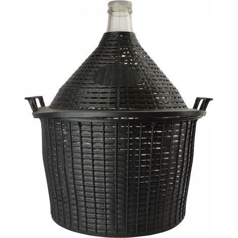 Weinballon, Glasballon, Dame Jeanne im Weidenkorb - 25L, normale Öffnung + Kunststoffstopfen