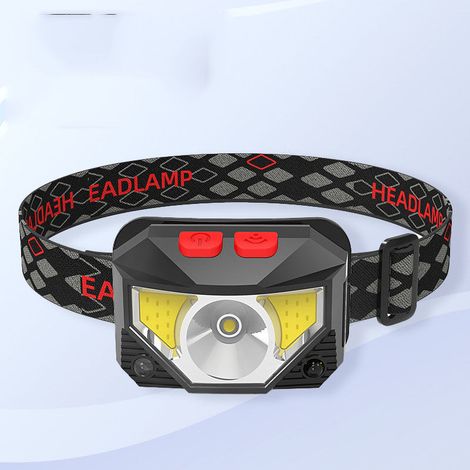 Mini lampe frontale LED rechargeable USB, 8 modes d'éclairage, étanche et légère, avec lumière rouge pour la course, le camping, la randonnée (noir) (1/4)