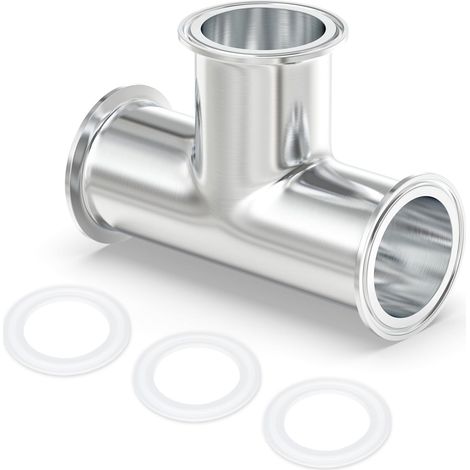 1 pièce Clamp Tee 3 voies 1-1/2" (38 MM) OD Raccords sanitaires en acier inoxydable 304 Compatible avec Tri Clamp 1,5" Bride à ferrule 50,5 MM avec joints en silicone (1/5)