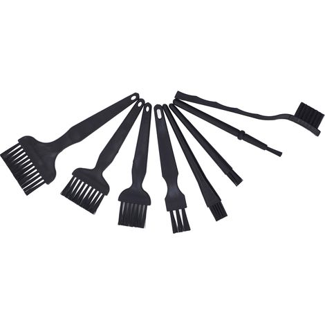 8-teiliges Set antistatischer Bürsten mit tragbarem Kunststoffgriff und ABS-Absorptionsplatte zur Reinigung von Elektronik-Computertastaturen (1/5)