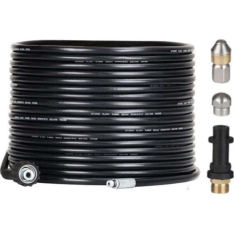 Kit de tuyau de 15 m pour nettoyeurs haute pression Kärcher avec buse et buse pivotante, kit professionnel 180 bars avec adaptateur pour accessoires Kärcher K2/K3/K4/K5/K6/K7, AA