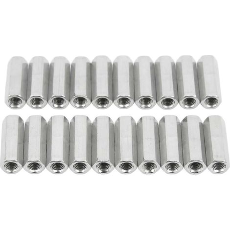 20 Stück Sechskant-Kupplungsmuttern M5x0,8 L25mm, rostbeständiger Edelstahl, Gewindestangenverbinder