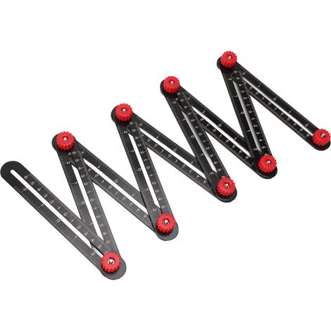 Règle de mesure multi-angles en alliage d'aluminium avec repère de perçage, outil de mesure pour trous de carrelage et ouvertures, pour l'ingénierie (9 plis) (1/5)