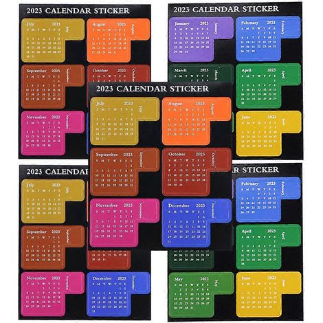 Blatt farbige Aufkleber, Kalenderregisterkarten, Monatskalenderaufkleber, Notizblockaufkleber, Planeraufkleber 2023-Colorful (1/3)