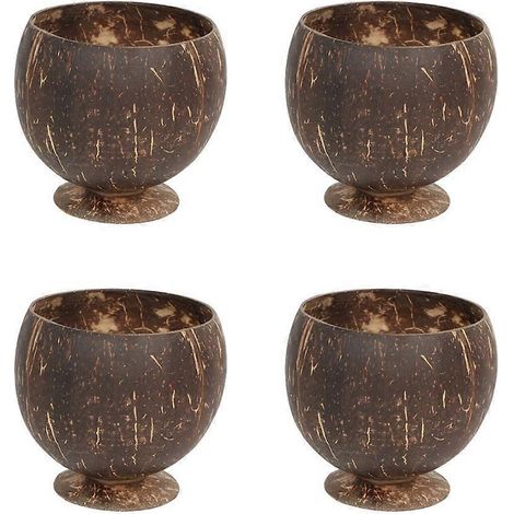 Gobelets en noix de coco naturelle, créatifs, en forme de coquille de noix de coco, pour bière, café ou boissons froides - Lot de 4