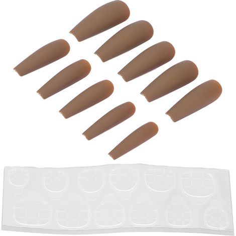 10 faux ongles en forme de cercueil extra longs brillants, kit manucure décorative pour femme avec finition glossy N5355-04 (1/5)