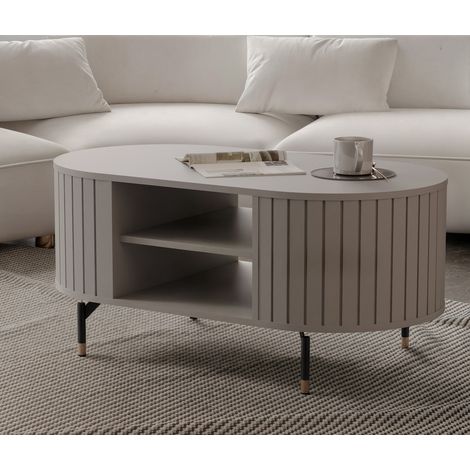 Table basse SENTO - Table de salon - 104x47x56 cm - avec 2 étagères - Cachemire (1/5)