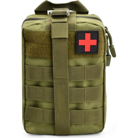 Trousse de Premier Secours Sac Étanche Molle de Premiers Secours Trousse Kit de Premiers Soins Militaires Rip-Away Pochette EMT Médecine Tactique Sac pour Randonnée Travail Voiture Chasse Sport (Vert)