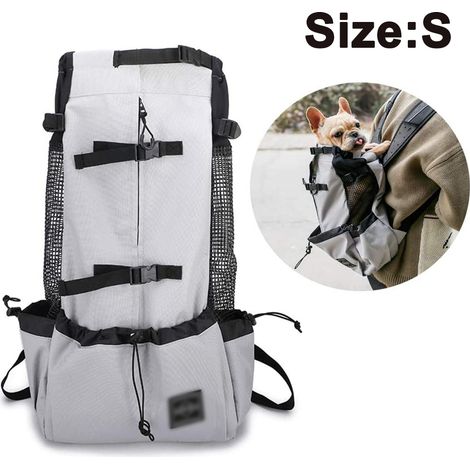 Sac à dos de transport pour chiens de petite et moyenne taille, porté face à l'avant, réglable et entièrement ventilé.