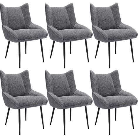 Sillones modernos de 6 piezas, tapizados en gris, con patas de metal, soportan hasta 150 kg, ideales para sala de estar, dormitorio, estudio u oficina. (1/5)