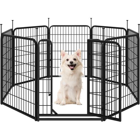 Yaheetech – Parc pour chien enclos 8 panneaux 65 x 80 cm – Métal robuste – Piquets d'ancrage à sommet plat – Sécurisé pour intérieur et extérieur
