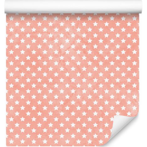 Papier peint Étoiles corail et pêche, fond corail 50x1000 cm (1/5)