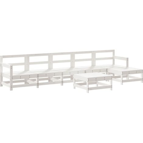 Maison Exclusive - Set Salotto da Giardino 7 pz Bianco in Legno Massello di Pino