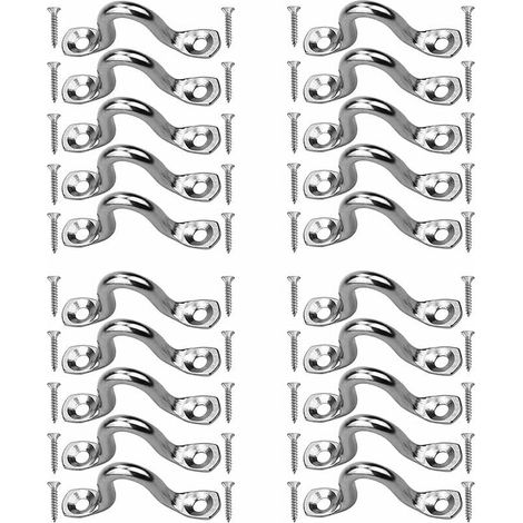 20Pcs Stainless Steel Eye Plates, Kayak Deck Buckle, Stainless Steel Eye Plate with 40Pcs Screws for Canoe Kayak Rigging, 4mm (1/5)
