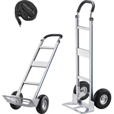 Mophorn Carretilla de Mano, capacidad de carga de 227 kg, estructura robusta con asa, ideal para mudanzas, oficinas y almacenes, dimensiones de 480 x 500 x 1340 mm, color plata (1/5)