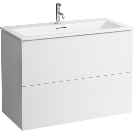 Meuble sous-vasque KARTELL 1000 x 500 mm, avec meuble sous-vasque avec trop-plein, version 1 trou pour robinetterie blanc / blanc mat LAUFEN