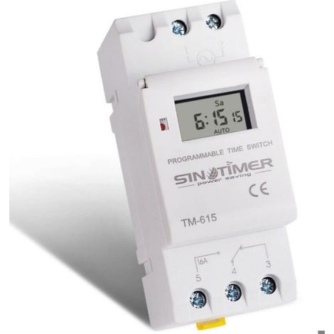 Commutateur programmable TM615‑2, relais de synchronisation numérique 12‑220V 16A, rail DIN (1/4)