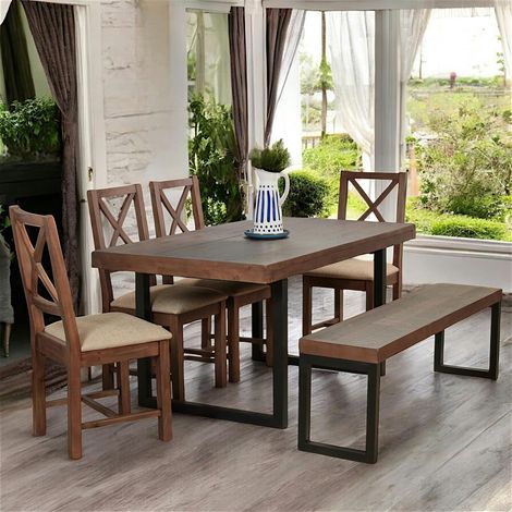 Table à manger extensible bois recyclé 160-200 cm SAMOA (1/5)
