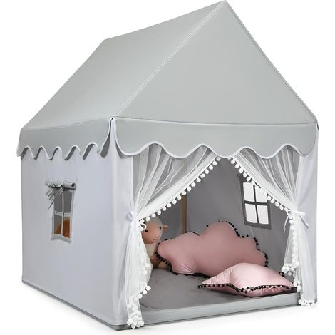 COSTWAY Tipi Infantil, Casita con Tienda Resistente para Niños, Casa con Tienda Puerta y Ventana, Castillo Juguete (1/5)