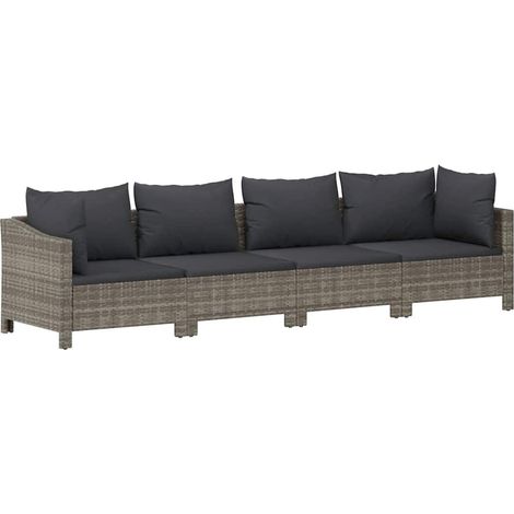 Salon de jardin,Mobilier de jardin 4 pièces avec coussins en polyrotin gris CFW63690 (1/5)