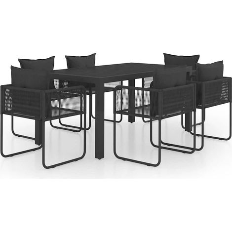 Maison Exclusive - 7-tlg. Garten-Essgruppe PVC Rattan Schwarz (1/5)