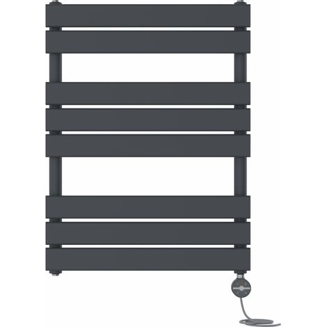 Prefilled Thermostatic Electric Flat Panel Heated Towel Rail Ladder Warmer Radiator Anthracite 800x600mm
