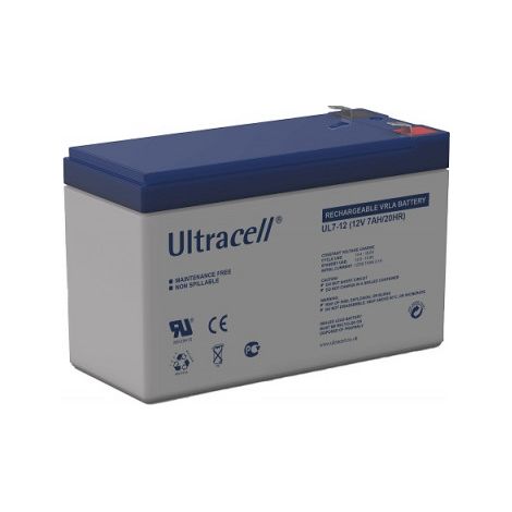 Ultracell – Batterie pour alarme 12V 7Ah UL712 – Technologie VRLA scellée sans entretien – Application jouets, portail électrique, onduleur