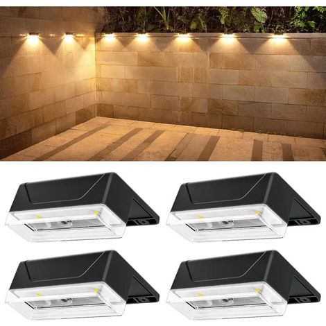 Lampe Solaire Exterieur Applique: Lot De 4 Led Lumiere Murale Jardin - Ip65 Étanche Avec 8 Luminaire Modes - Éclairage Coloré Puis (1/5)
