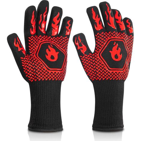 (A Paire)Gants de Barbecue Gants de Four, Gant Four Gants Cuisine Gants de Cuisine Antidérapants, Gants Four Anti Chaleur pour BBQ la Cuisson Grill et Cheminée (1/5)
