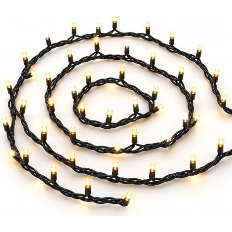 Guirlande lumineuse ETTROIT 100 LED, 10 m, lumière jaune, câble noir, IP65, extensible, effet flash blanc, guirlande de Noël, commerces, balcon (1/5)