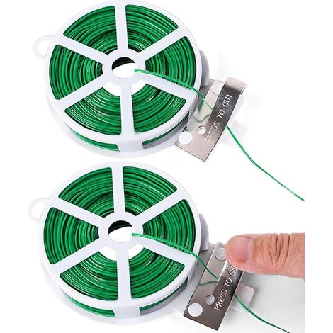 Fil de Fer Jardin Vert- Attache Plante Grimpante, Fil Plastifié Soft, Fil Torsadé pour Plantes, Vignes, Arbustes et Fleurs